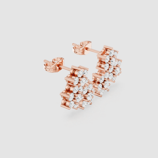 Multi Stone Diamond Stud Earrings | Designer Wedding Jewelry | Bridal Diamond Stud Earrings | Premium Cluster Design in 925 Sterling Silver