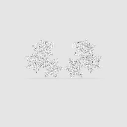 Multi Stone Diamond Stud Earrings | Designer Wedding Jewelry | Bridal Diamond Stud Earrings | Premium Cluster Design in 925 Sterling Silver