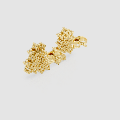 Multi Stone Diamond Stud Earrings | Designer Wedding Jewelry | Bridal Diamond Stud Earrings | Premium Cluster Design in 925 Sterling Silver