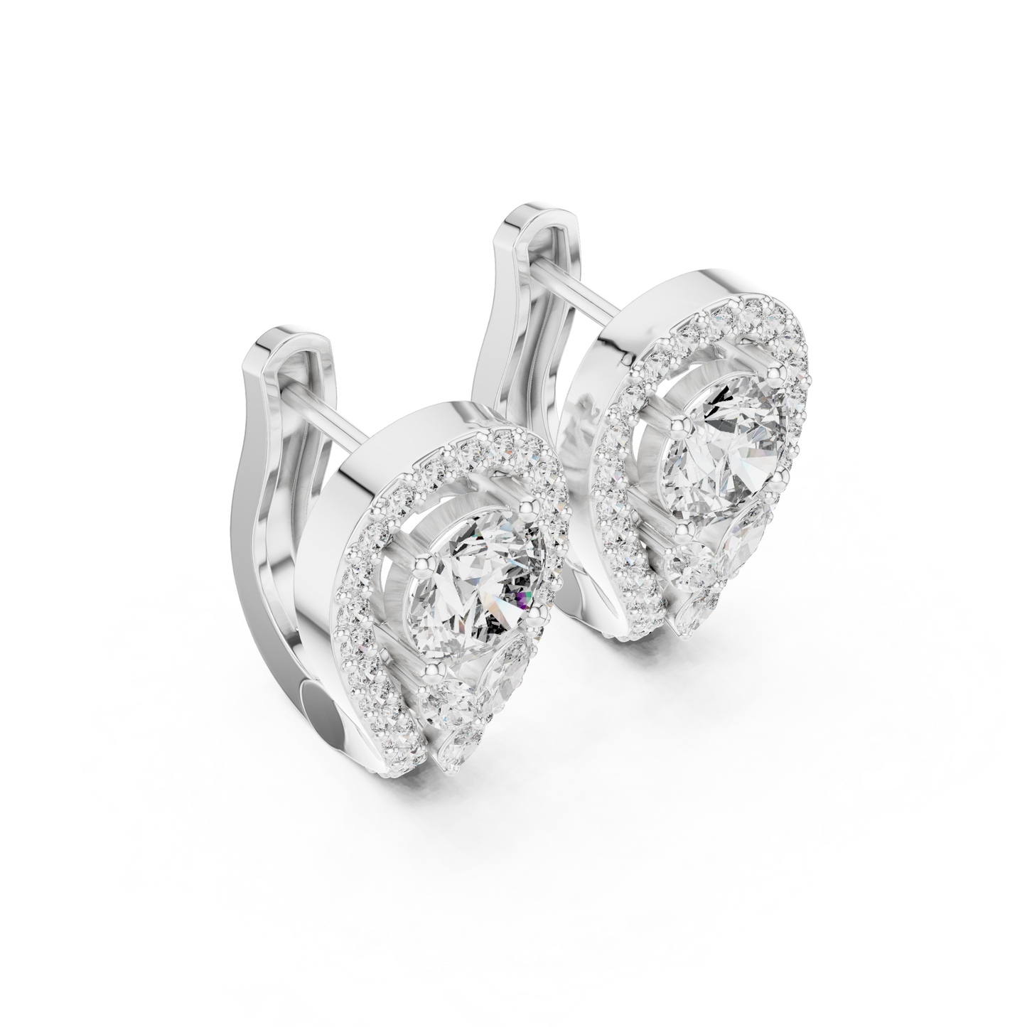 Goddess Teardrop Diamond Earrings | Halo Lab Stone  Studs | Elegant Gold Earrings