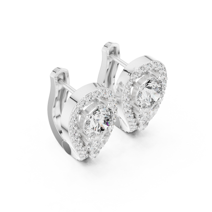 Goddess Teardrop Diamond Earrings | Halo Lab Stone  Studs | Elegant Gold Earrings