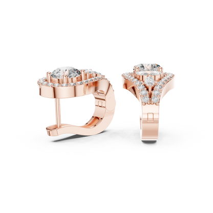 Goddess Teardrop Diamond Earrings | Halo Lab Stone  Studs | Elegant Gold Earrings