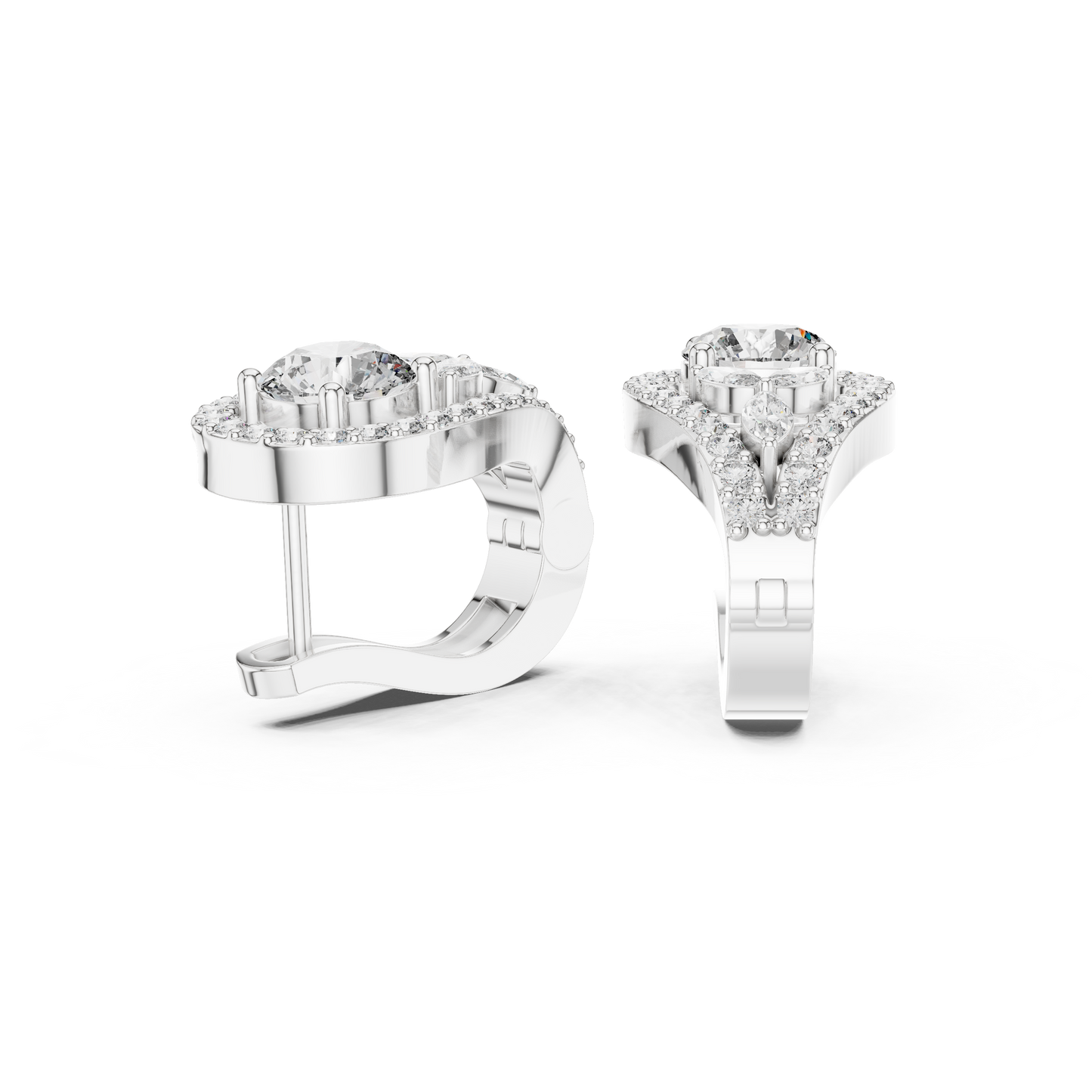 Goddess Teardrop Diamond Earrings | Halo Lab Stone  Studs | Elegant Gold Earrings