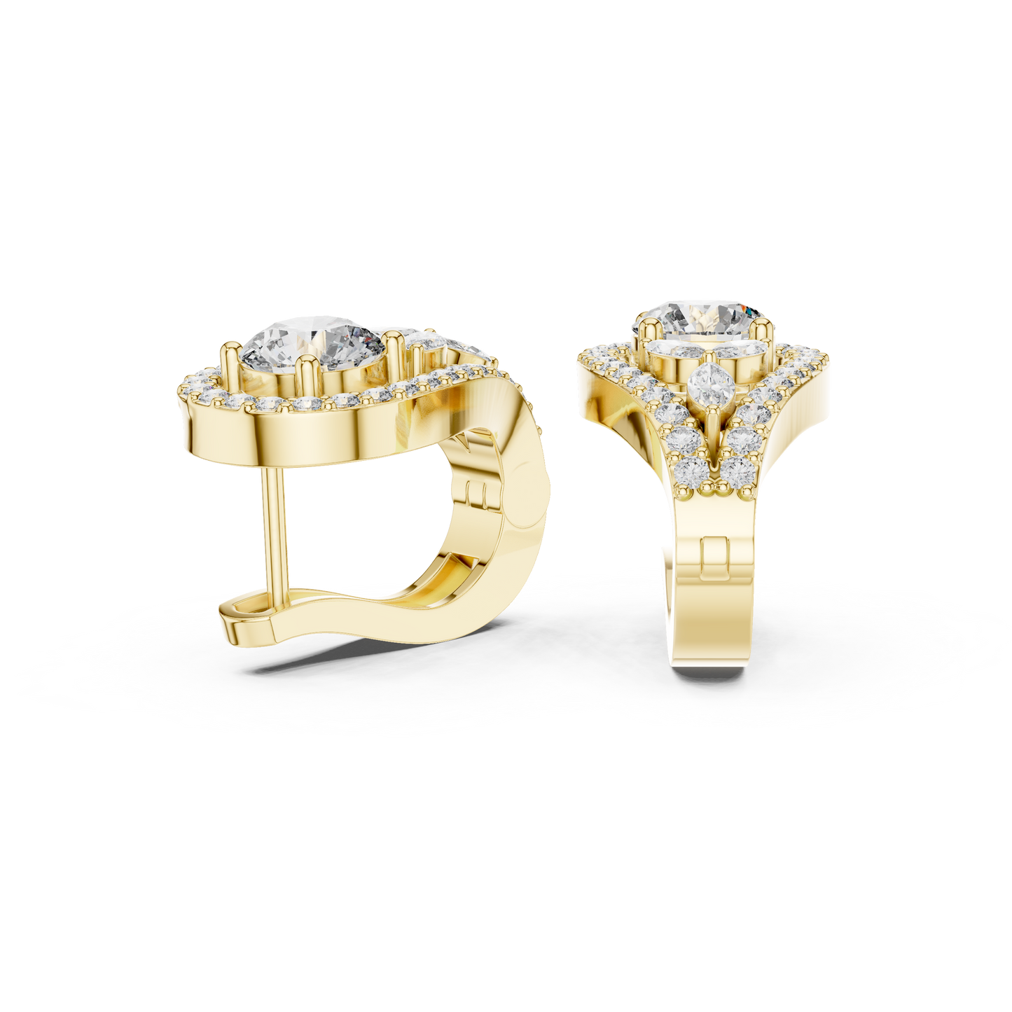 Goddess Teardrop Diamond Earrings | Halo Lab Stone  Studs | Elegant Gold Earrings