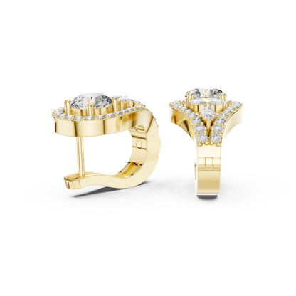 Goddess Teardrop Diamond Earrings | Halo Lab Stone  Studs | Elegant Gold Earrings