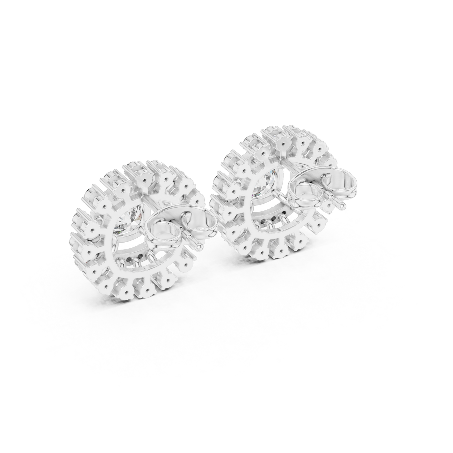 Sunburst Halo Diamond Stud Earrings • Dainty Sparkle Cushion-Halo Earrings • Gold Anniversary Gift for Her