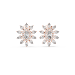 Sovereign Oval Halo Earrings • Marquise Sun-Crown Studs • Opulent Gold Diamond Look • Elegant Occasion Jewelry