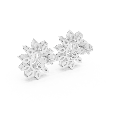 Sovereign Oval Halo Earrings • Marquise Sun-Crown Studs • Opulent Gold Diamond Look • Elegant Occasion Jewelry