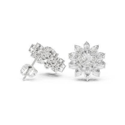 Sovereign Oval Halo Earrings • Marquise Sun-Crown Studs • Opulent Gold Diamond Look • Elegant Occasion Jewelry