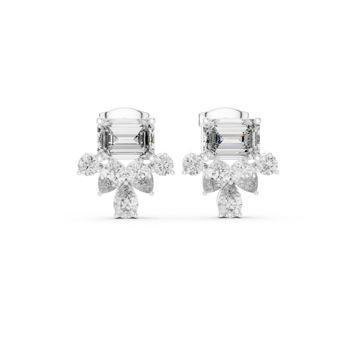 Monarch Emerald Cluster Studs • Heirloom Floral Diamonds • Refined Boutique Luxury • Iconic Glamour Edition