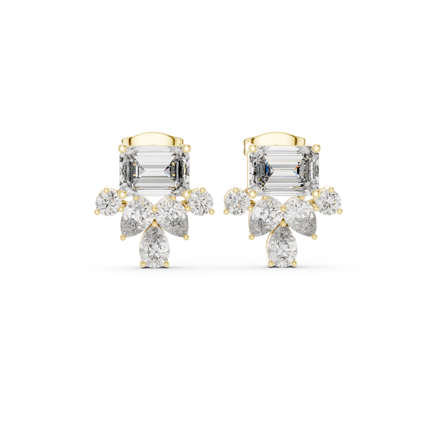 Monarch Emerald Cluster Studs • Heirloom Floral Diamonds • Refined Boutique Luxury • Iconic Glamour Edition