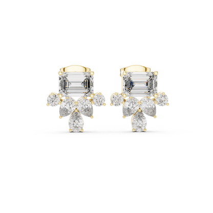 Monarch Emerald Cluster Studs • Heirloom Floral Diamonds • Refined Boutique Luxury • Iconic Glamour Edition