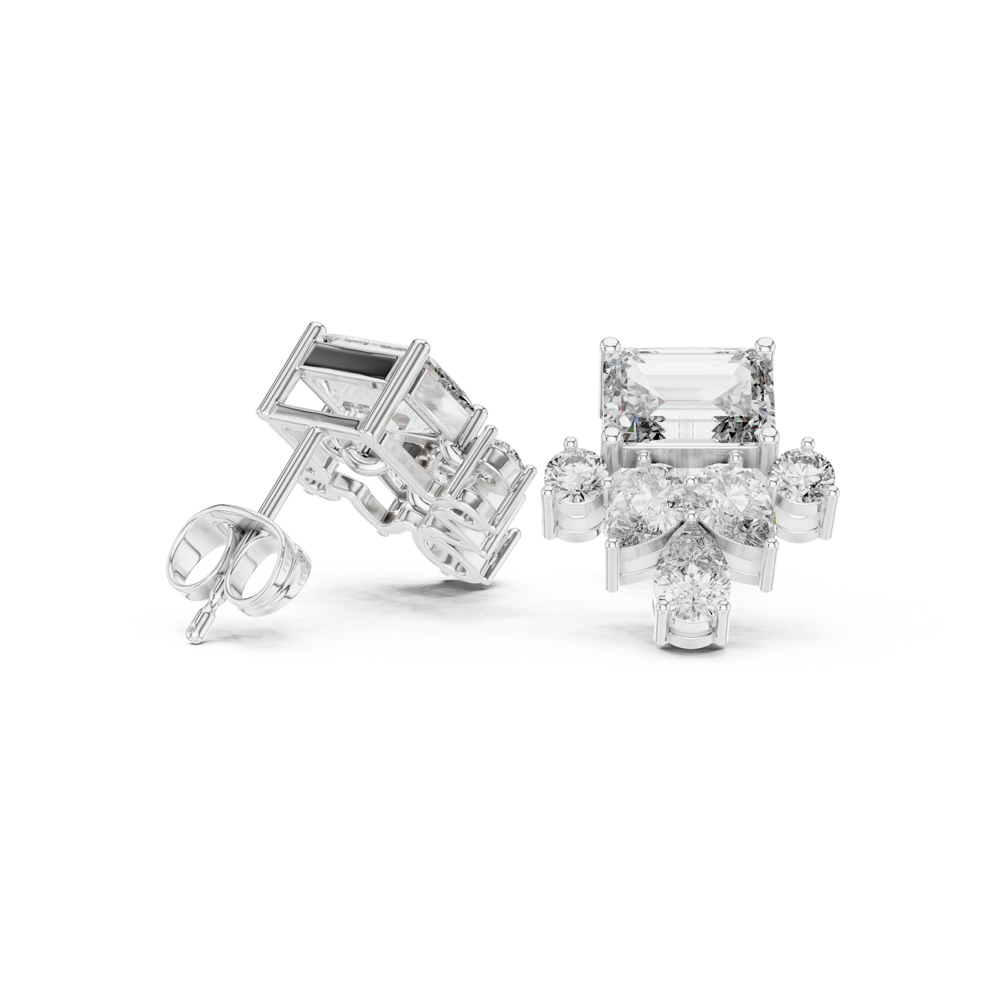 Monarch Emerald Cluster Studs • Heirloom Floral Diamonds • Refined Boutique Luxury • Iconic Glamour Edition