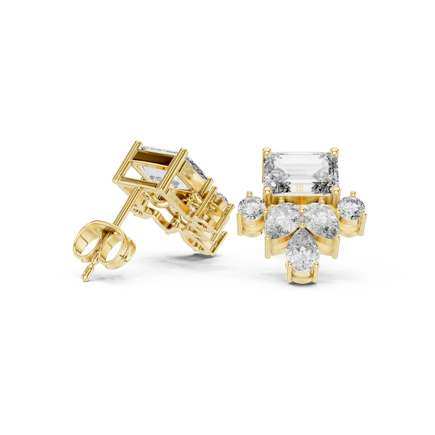 Monarch Emerald Cluster Studs • Heirloom Floral Diamonds • Refined Boutique Luxury • Iconic Glamour Edition