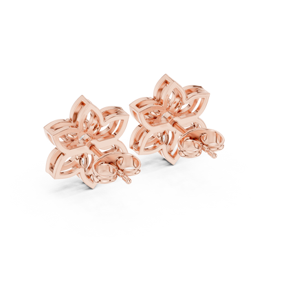 Gilded Petal Diamond Rosette Studs • Fine Couture Floral Earrings • Sculptural Gold Floral Artistry