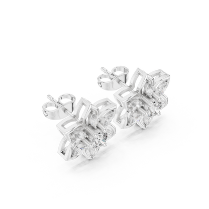 Gilded Petal Diamond Rosette Studs • Fine Couture Floral Earrings • Sculptural Gold Floral Artistry