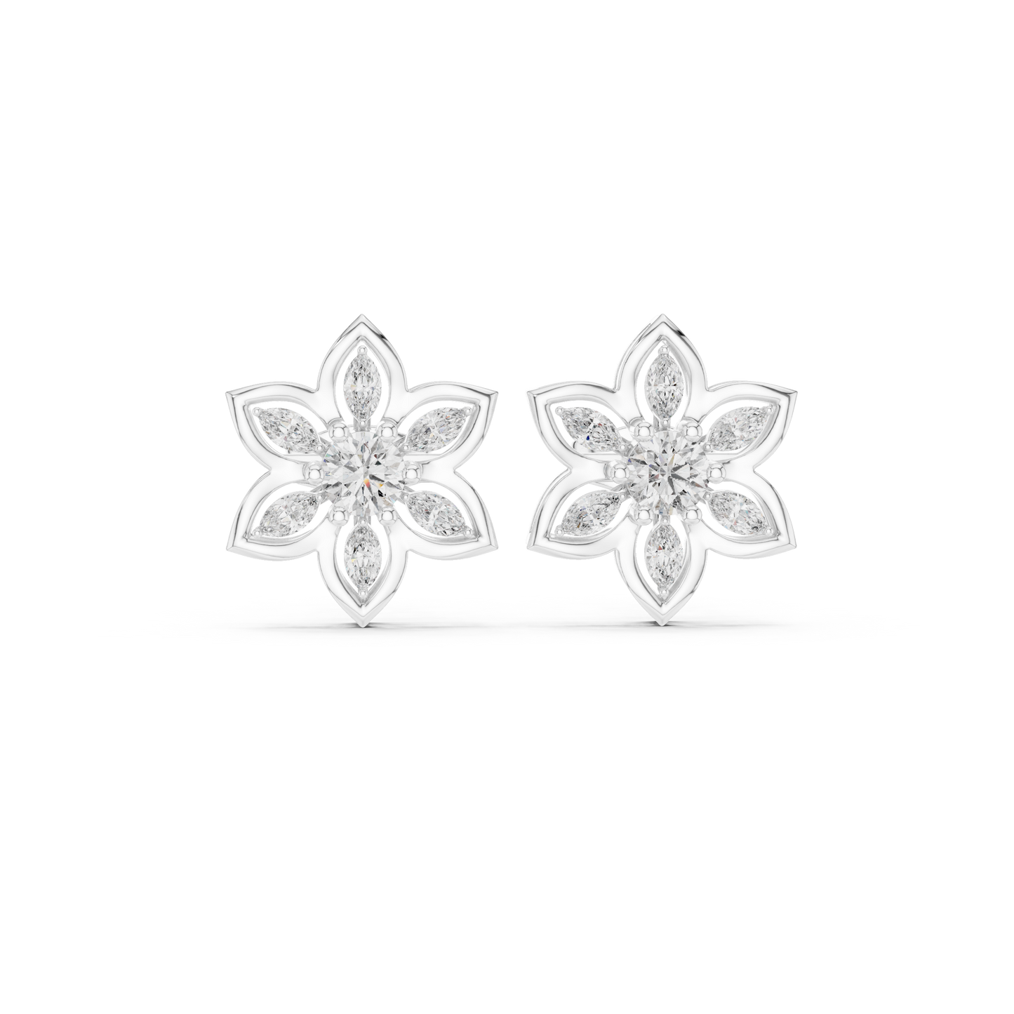 Gilded Petal Diamond Rosette Studs • Fine Couture Floral Earrings • Sculptural Gold Floral Artistry