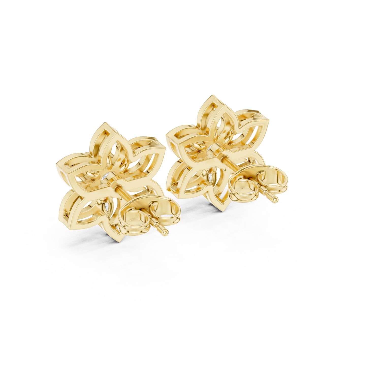 Gilded Petal Diamond Rosette Studs • Fine Couture Floral Earrings • Sculptural Gold Floral Artistry