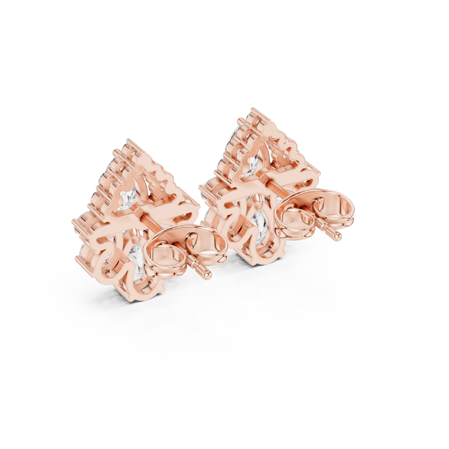 Lyrix Pear-Bloom Diamond Studs • Multi-Stone Radiant Cluster • Opulent Fine Gold Adornments