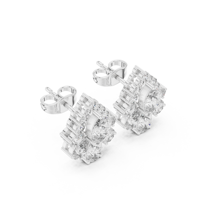 Lyrix Pear-Bloom Diamond Studs • Multi-Stone Radiant Cluster • Opulent Fine Gold Adornments