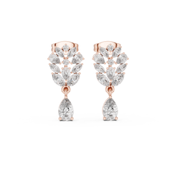 Primavera Leaffall Earrings • Marquise Lab Diamond Cluster • Pear Gold Drop Bridal Studs