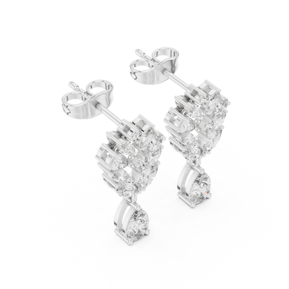 Primavera Leaffall Earrings • Marquise Lab Diamond Cluster • Pear Gold Drop Bridal Studs