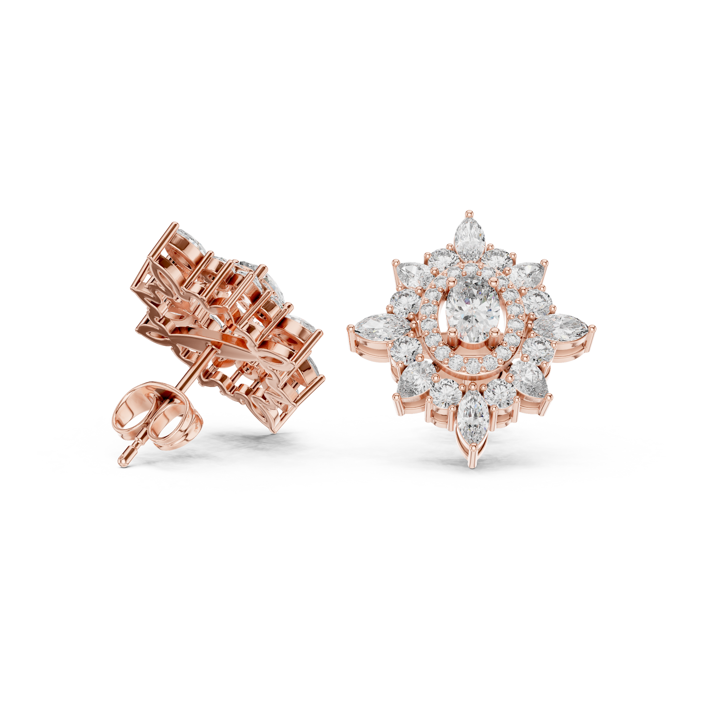 Hyperion Marquise Halo Earrings • Stellar Oval Radiance Studs • Handmade Fine Jewelry Gift