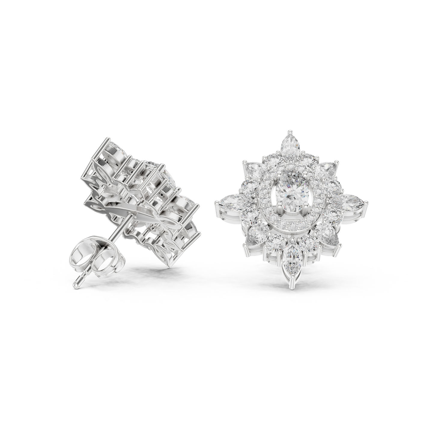 Hyperion Marquise Halo Earrings • Stellar Oval Radiance Studs • Handmade Fine Jewelry Gift