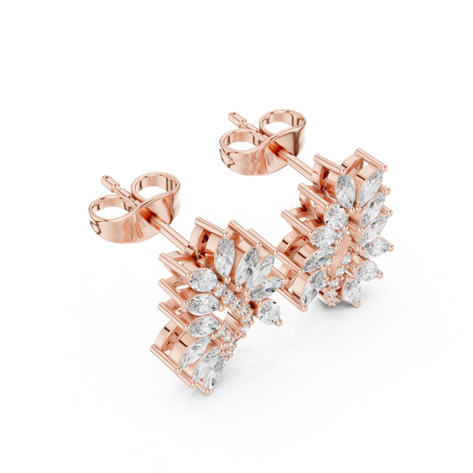 NatureVerse Leaf Diamond Studs • Infinite Marquise Cluster • Botanical Luxury Jewel • Exquisite Wedding Sparkle