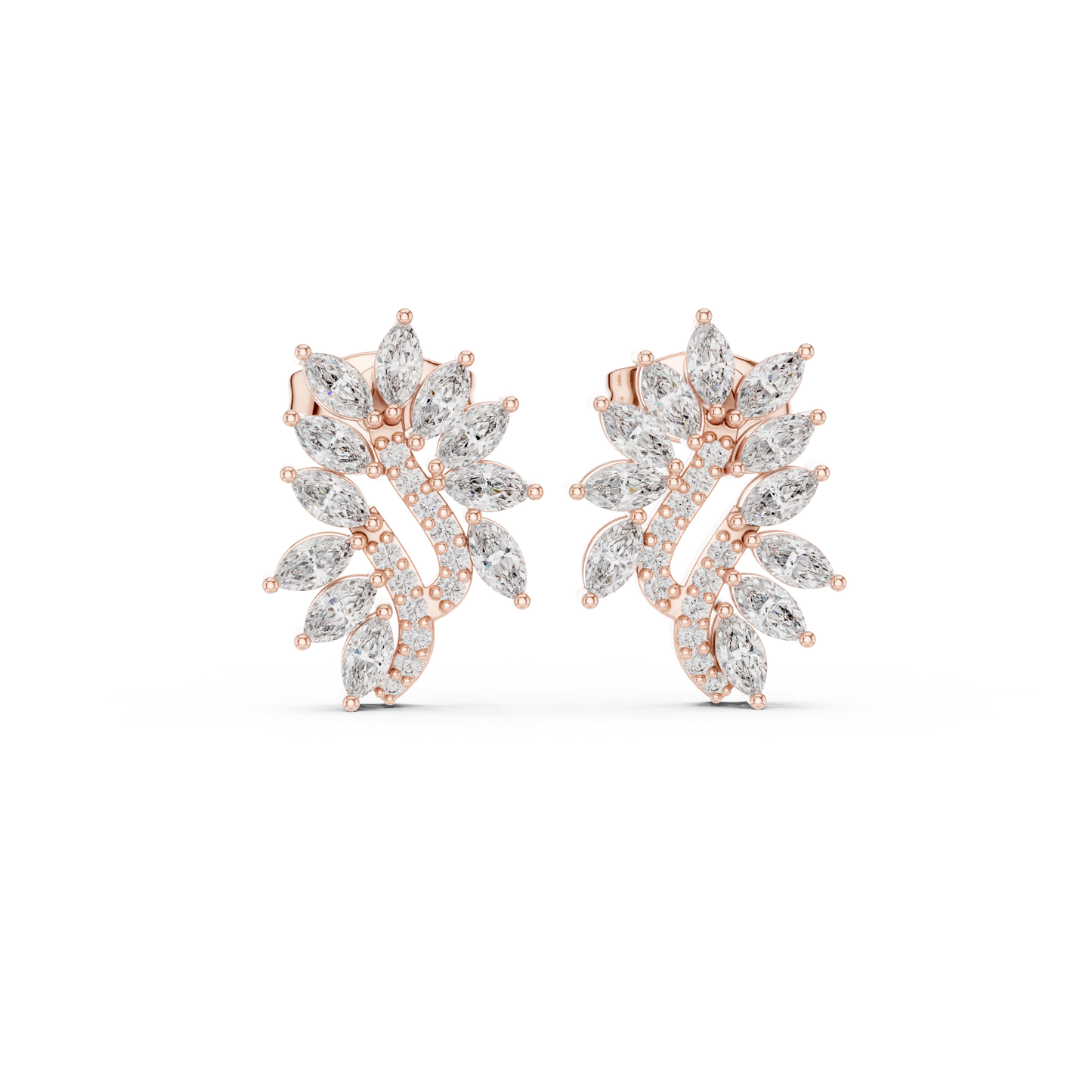 NatureVerse Leaf Diamond Studs • Infinite Marquise Cluster • Botanical Luxury Jewel • Exquisite Wedding Sparkle