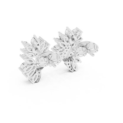 NatureVerse Leaf Diamond Studs • Infinite Marquise Cluster • Botanical Luxury Jewel • Exquisite Wedding Sparkle