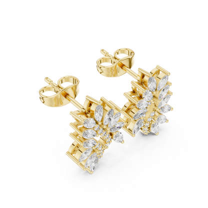 NatureVerse Leaf Diamond Studs • Infinite Marquise Cluster • Botanical Luxury Jewel • Exquisite Wedding Sparkle