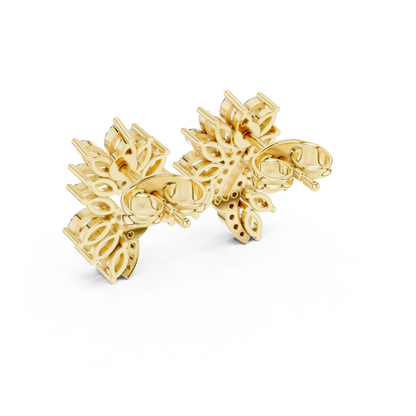 NatureVerse Leaf Diamond Studs • Infinite Marquise Cluster • Botanical Luxury Jewel • Exquisite Wedding Sparkle