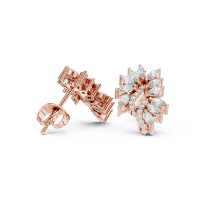 NatureVerse Leaf Diamond Studs • Infinite Marquise Cluster • Botanical Luxury Jewel • Exquisite Wedding Sparkle