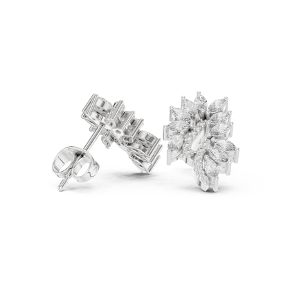 NatureVerse Leaf Diamond Studs • Infinite Marquise Cluster • Botanical Luxury Jewel • Exquisite Wedding Sparkle