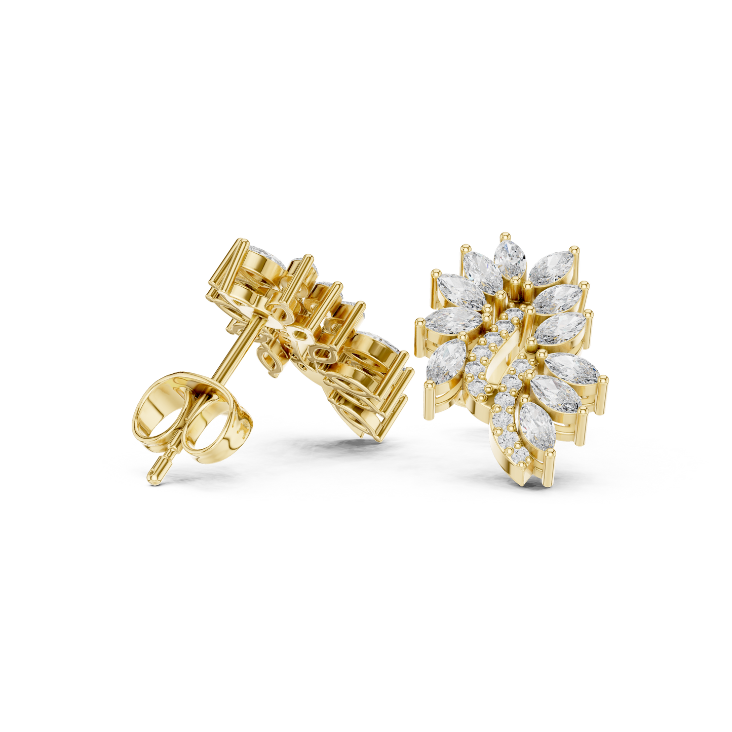 NatureVerse Leaf Diamond Studs • Infinite Marquise Cluster • Botanical Luxury Jewel • Exquisite Wedding Sparkle