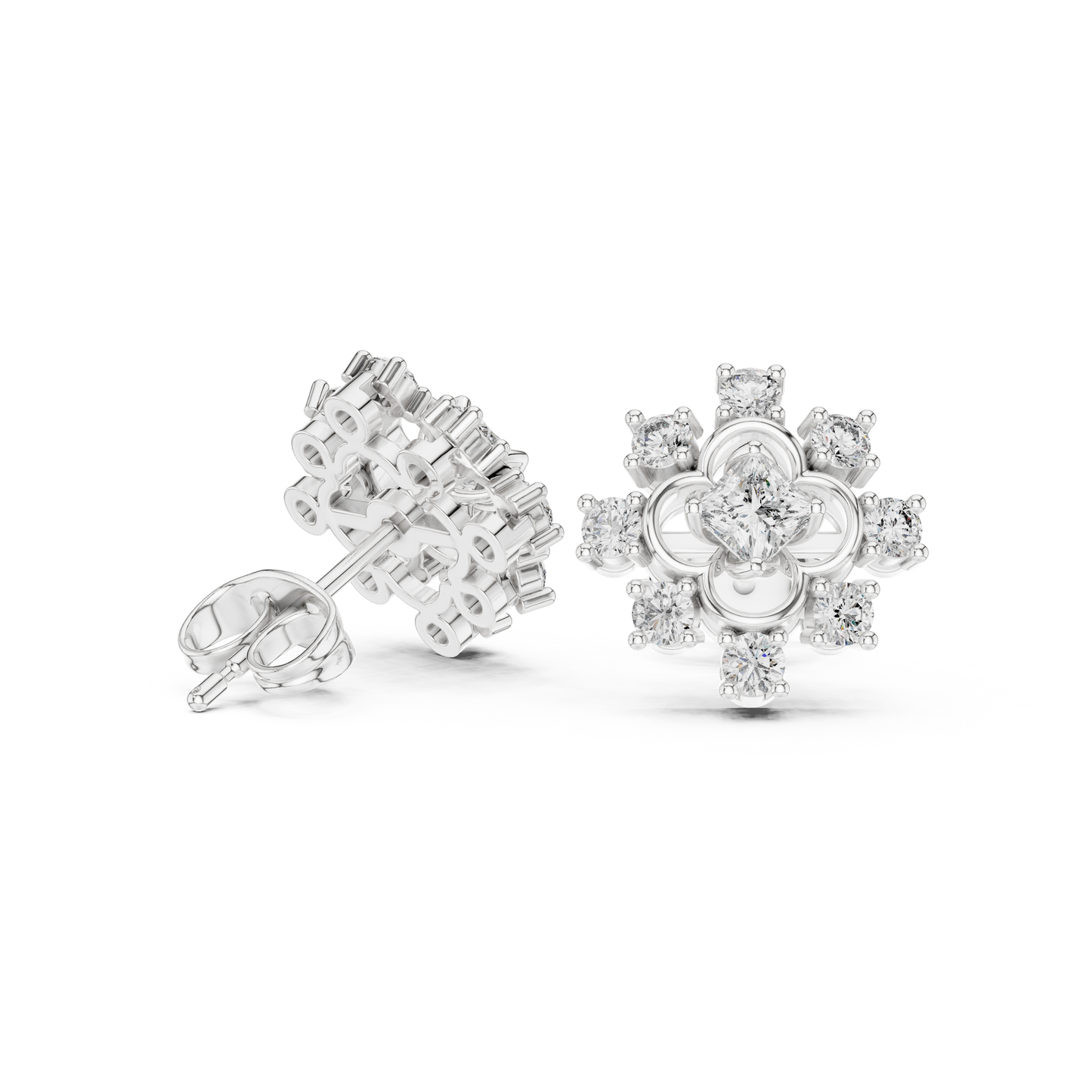 FleurMyst Diamond Stud Earrings • Secret Garden Cluster • Luxe Rare Design • Gold Legacy Edition