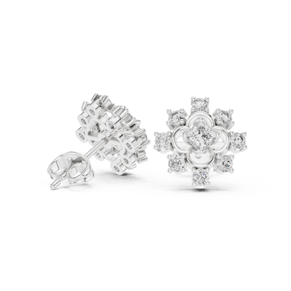 FleurMyst Diamond Stud Earrings • Secret Garden Cluster • Luxe Rare Design • Gold Legacy Edition