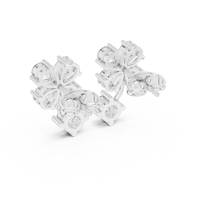 Clover Diamond Drop Stud Earrings in 925 Silver | Luxury Floral Moissanite Earrings for Women
