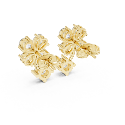 Clover Diamond Drop Stud Earrings in 925 Silver | Luxury Floral Moissanite Earrings for Women