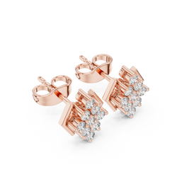 Elegant Diamond Stud Earrings | Geometric Hexagon Luxury Look | Chic Diamond Stud Earrings | Modern Hexagon Cluster Design