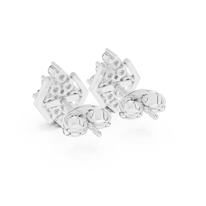 Elegant Diamond Stud Earrings | Geometric Hexagon Luxury Look | Chic Diamond Stud Earrings | Modern Hexagon Cluster Design