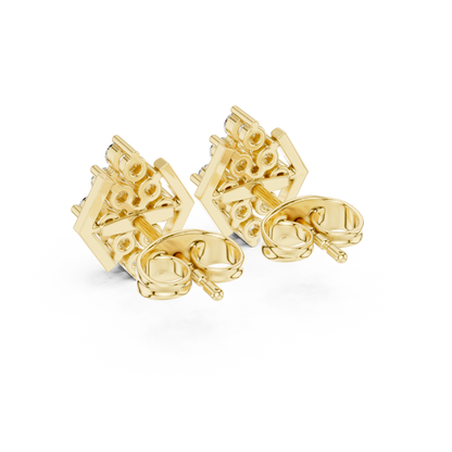 Elegant Diamond Stud Earrings | Geometric Hexagon Luxury Look | Chic Diamond Stud Earrings | Modern Hexagon Cluster Design