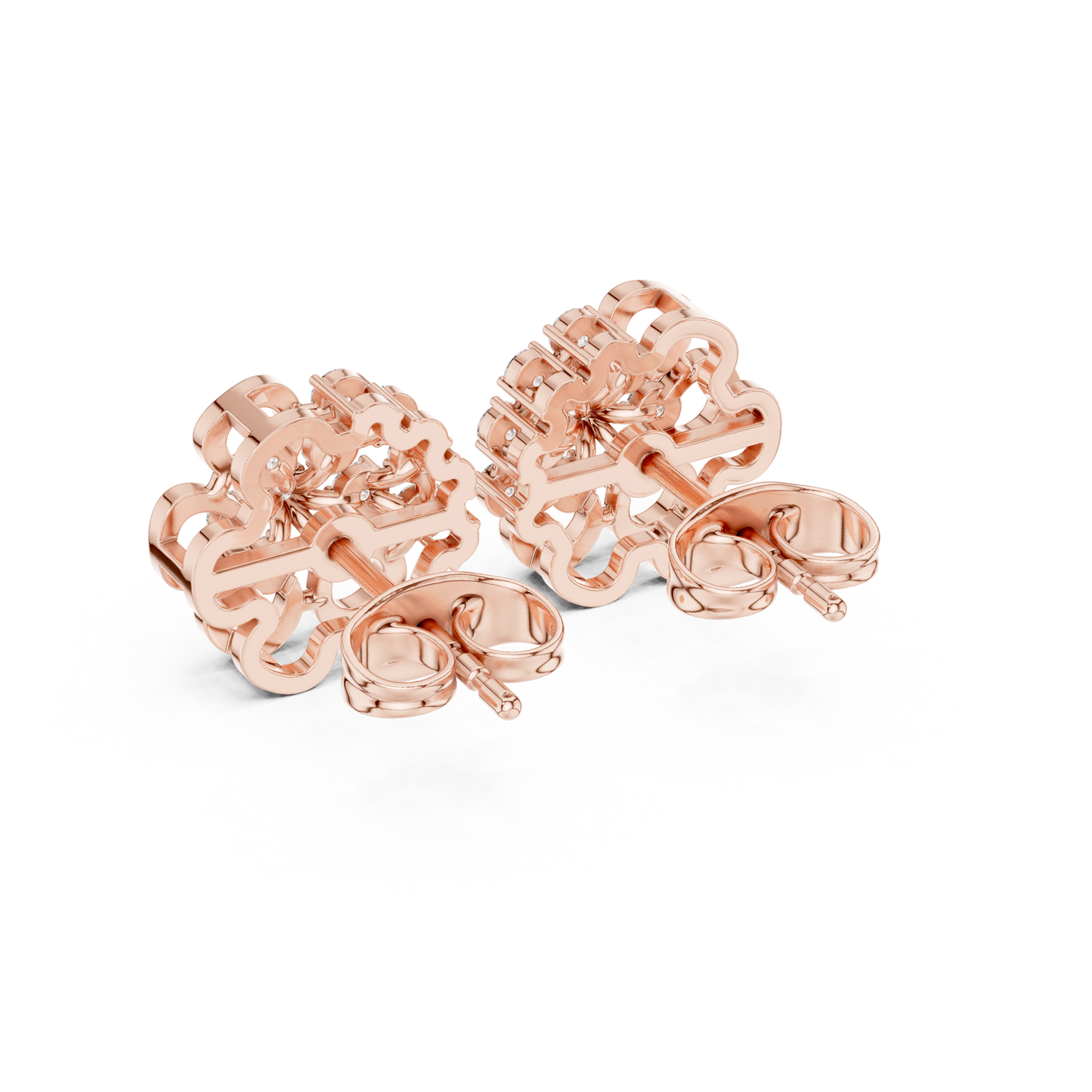 Everyday Wear Diamond Flower Studs | Lightweight Gold Diamond Earrings | Brilliant Cut Diamond Flower Earrings | Exclusive Designer Diamond Studs