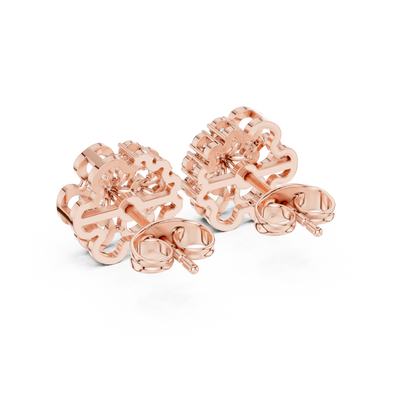 Everyday Wear Diamond Flower Studs | Lightweight Gold Diamond Earrings | Brilliant Cut Diamond Flower Earrings | Exclusive Designer Diamond Studs