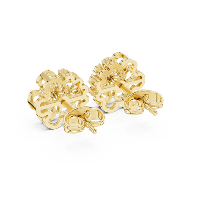 Everyday Wear Diamond Flower Studs | Lightweight Gold Diamond Earrings | Brilliant Cut Diamond Flower Earrings | Exclusive Designer Diamond Studs