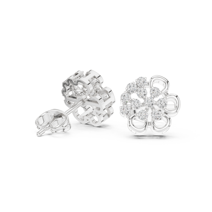 Everyday Wear Diamond Flower Studs | Lightweight Gold Diamond Earrings | Brilliant Cut Diamond Flower Earrings | Exclusive Designer Diamond Studs