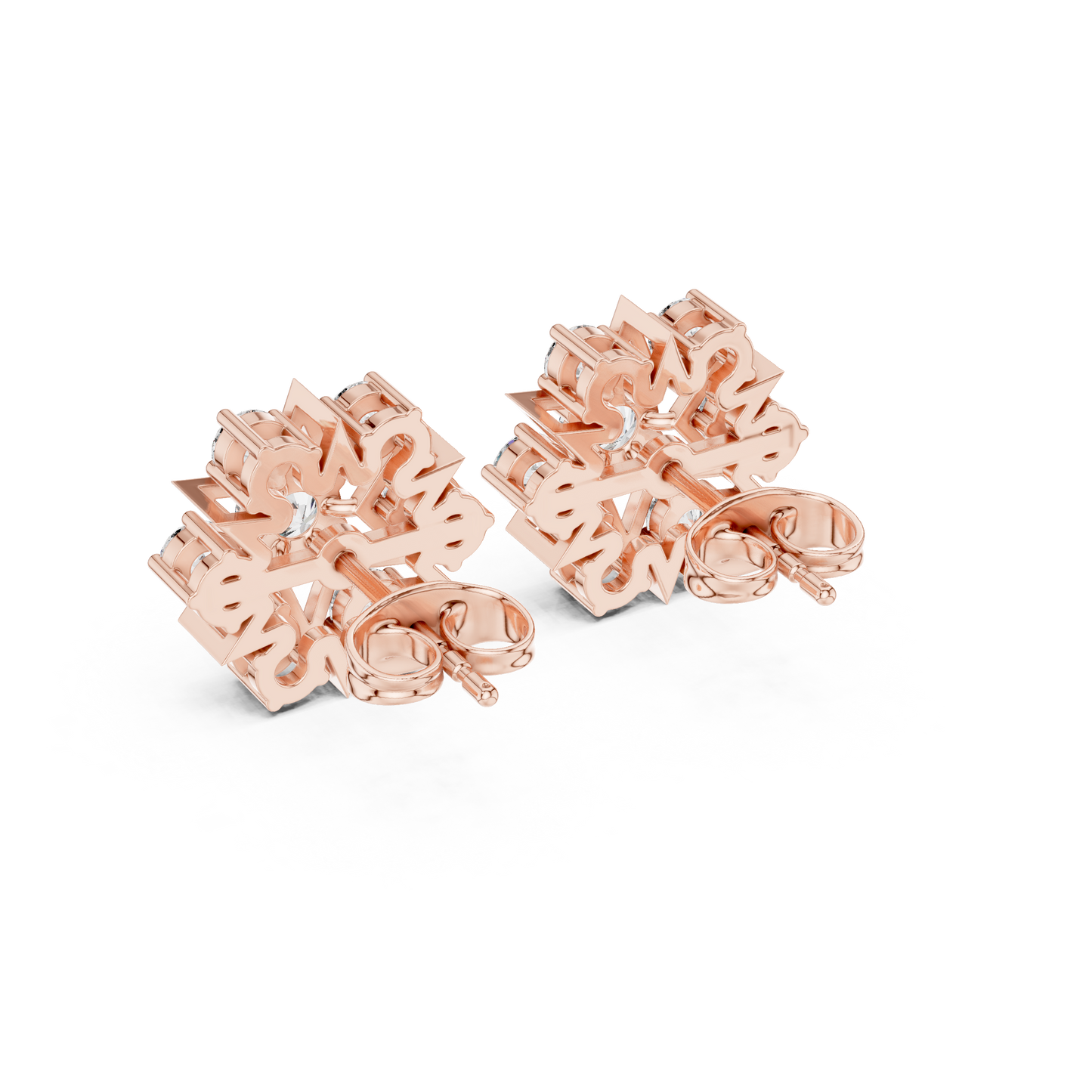 Starburst Diamond Stud Earrings in Solid Gold | Luxury Geometric Bridal Studs |  Radiant Star Diamond Stud Earrings | Designer Gold Jewelry