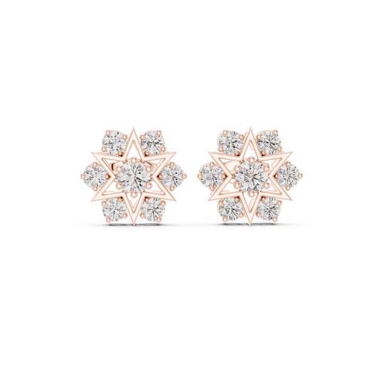 Starburst Diamond Stud Earrings in 925 Sterling Silver | Luxury Geometric Bridal Studs |  Radiant Star Diamond Stud Earrings | Designer Silver Jewelry
