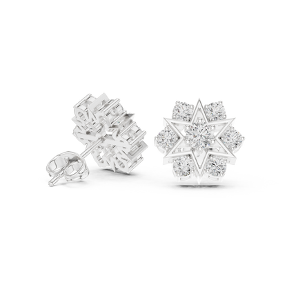 Starburst Diamond Stud Earrings in Solid Gold | Luxury Geometric Bridal Studs |  Radiant Star Diamond Stud Earrings | Designer Gold Jewelry